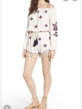 RAGA Cream Smocked-Neck Blouse with Subtle Bow Motif. Good condition. Final sale